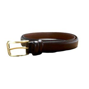 Perry Ellis Italian Calfskin Black Leather Belt Men 42" - 46" Waist Double Loop